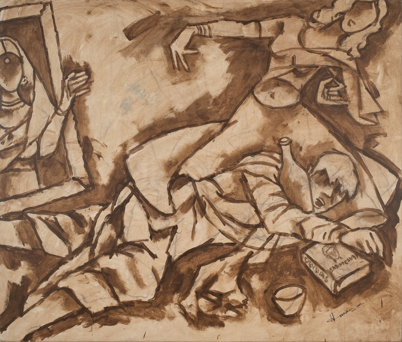 M. F. Husain Devdas 2002 Acrylic on canvas 60 x 70 in