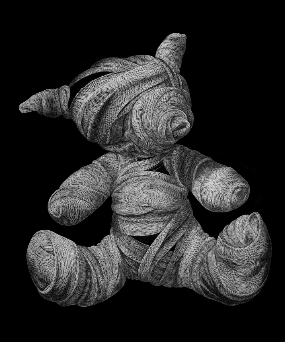 Adeel Uz Zafar Teddy 2019 Engraving on plastic vinyl 36 x 30 in.