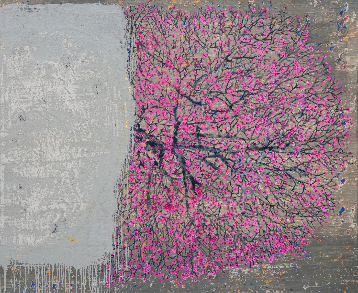 G. R. Iranna Poem on Dust Wall II, 2022 Acrylic on canvas 54h x 66w in