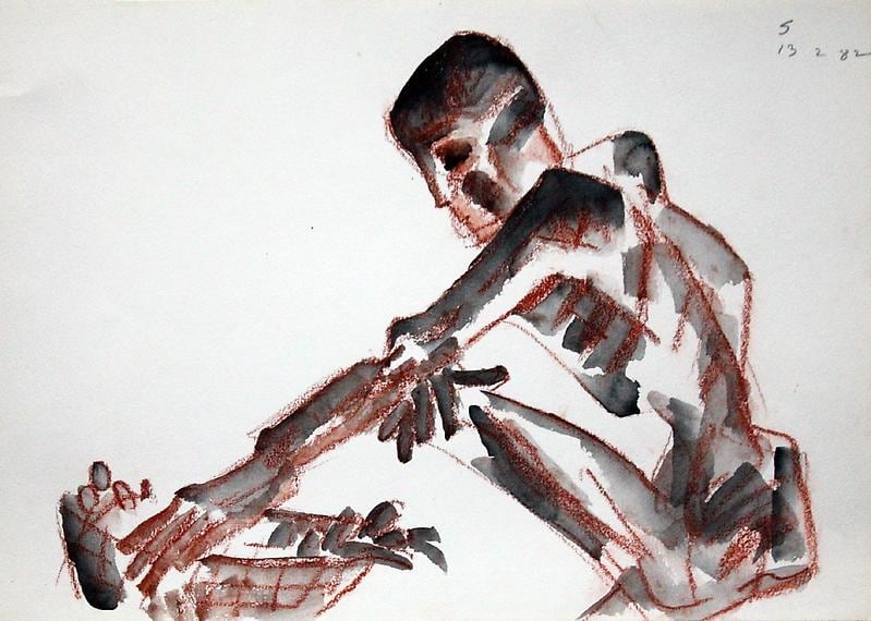 Somnath Hore RUST SERIES 9 1982 Watercolor and crayon on paper 10 1/8 x 14 1/4 in.