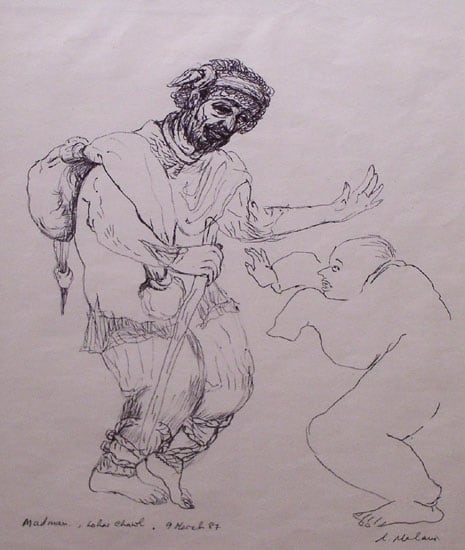 Nalini Malani MADMAN - LOHAS CHAWL 1987 Ink on paper 11 x 15 in.