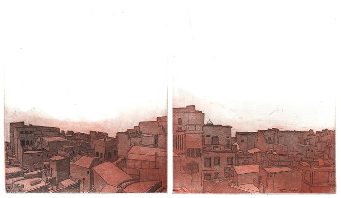 Damon Kowarsky TAJ GANJ 2008 Etchings on paper 8 x 12 in.