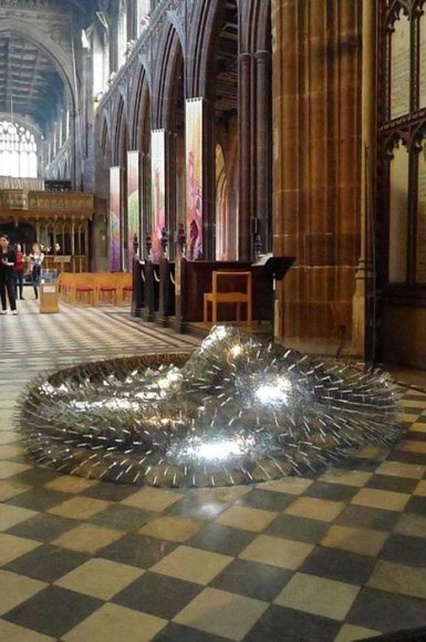 Adeela Suleman Drained 2011 Stainless steel 81 x 81 x 15 in.