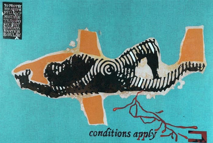 Jitish Kallat UNTITLED (CONDITIONS APPLY) 2004 Acrylic on canvas 48 x 72 in.
