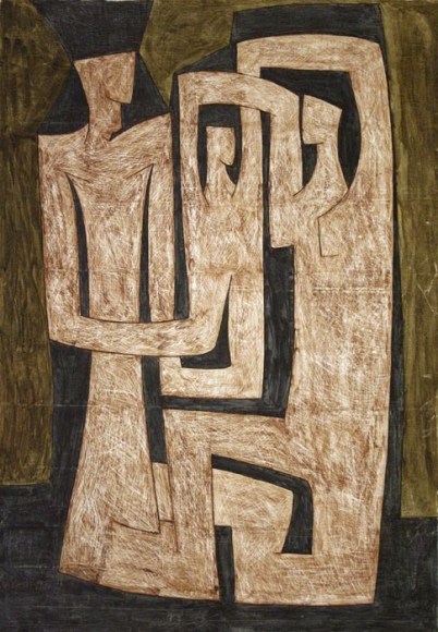 Sadequain UNTITLED (FAMILY) Oil on canvas 49.5 x 35 in.