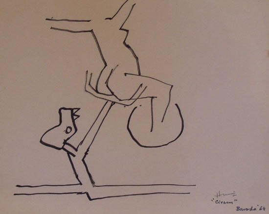 M. F. Husain CIRCUS SERIES 2 1964 Marker on paper 8.5 x 11 in.