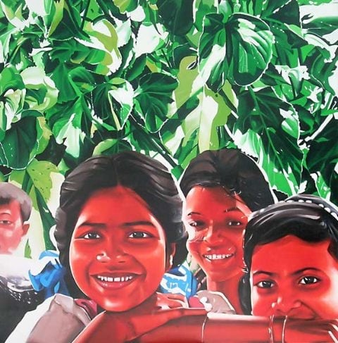 Binoy Varghese REFUGEES / THEIR OWN LANDS - IX 2008 Acrylic on canvas 72 x 72 in.