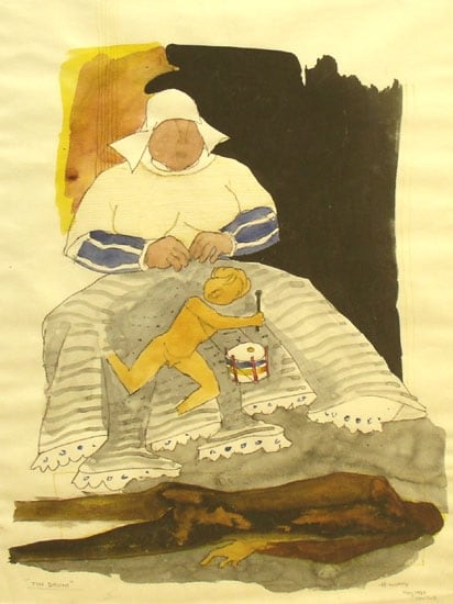 M. F. Husain THE TIN DRUM 1980 Watercolor and marker on paper 22 x 15.5 in.