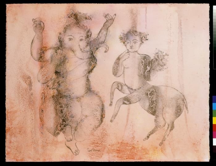 Sakti Burman DANCING GANAPATHY 2008 Watercolor on paper 20 x 25.5 in.