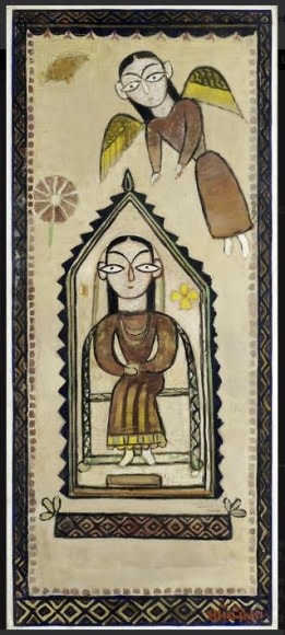 Jamini Roy The Annunciation 1948 Tempera on linen 41 x 17 in.