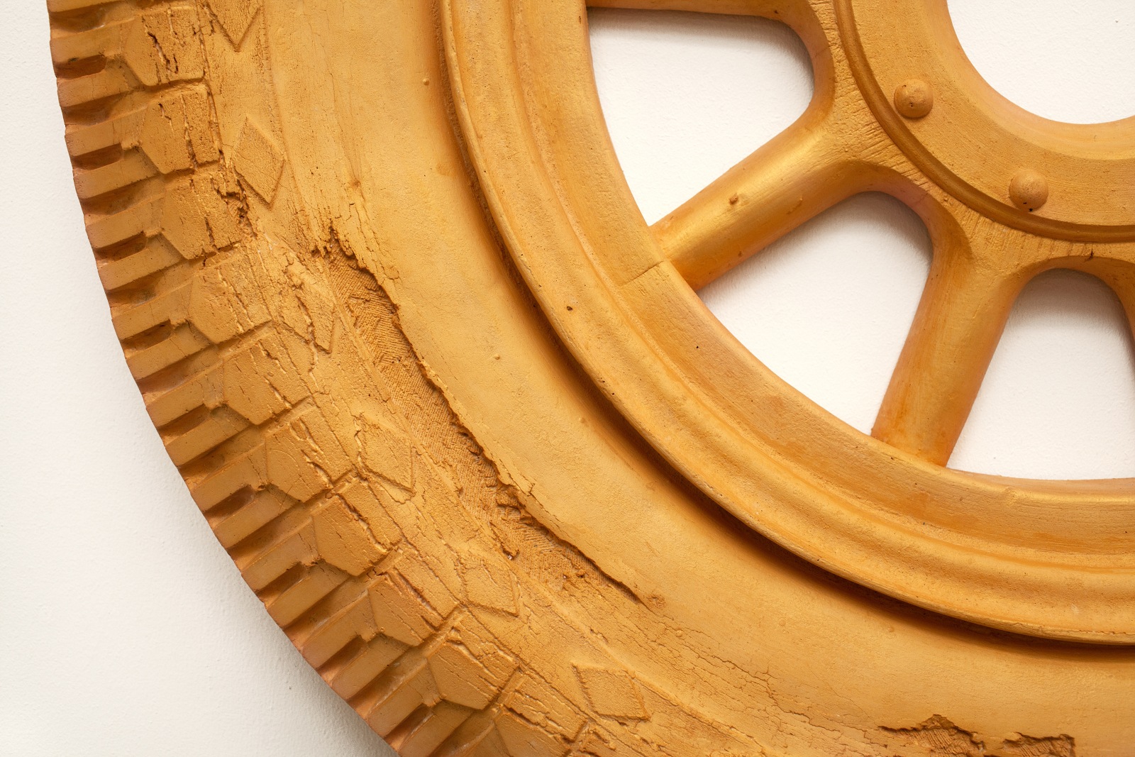 Katja Larsson Trickster (Detail) Jesmonite, gold pigment, marble dust, plywood 34.65 x 34.65 x 3.54 in 1/3