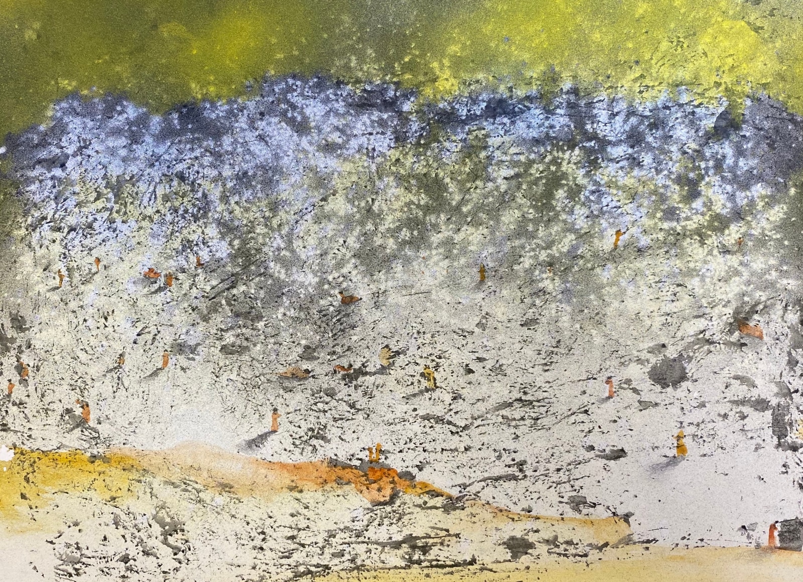 Nitin Mukul Monks, 2016 Acrylic ink and charcoal 11 x 15 in