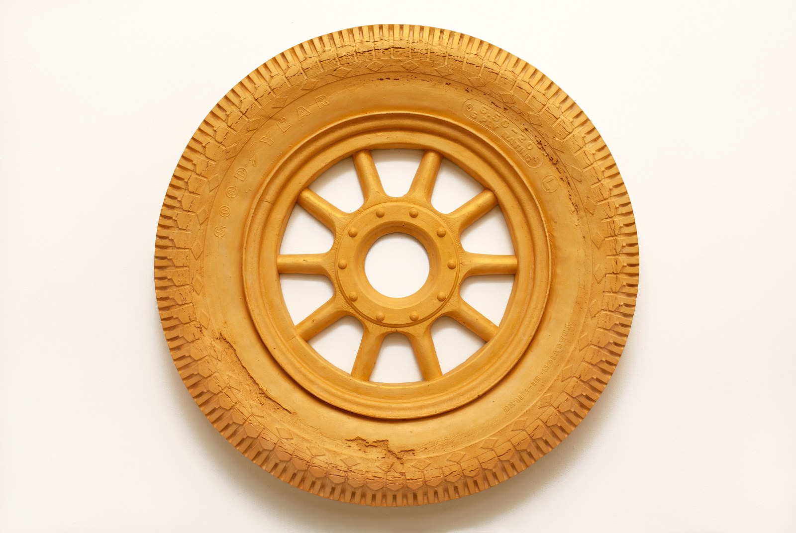 Katja Larsson Trickster, 2022 Jesmonite, gold pigment, marble dust, plywood 34.65h x 34.65w x 3.54d in 1/3