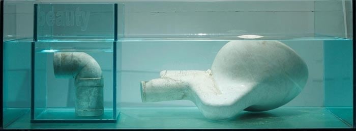 Atul Bhalla BEAUTY 2007 Installation in Yamuna sand, cement, water, gravel and glass 48 x 48 x 24 in.