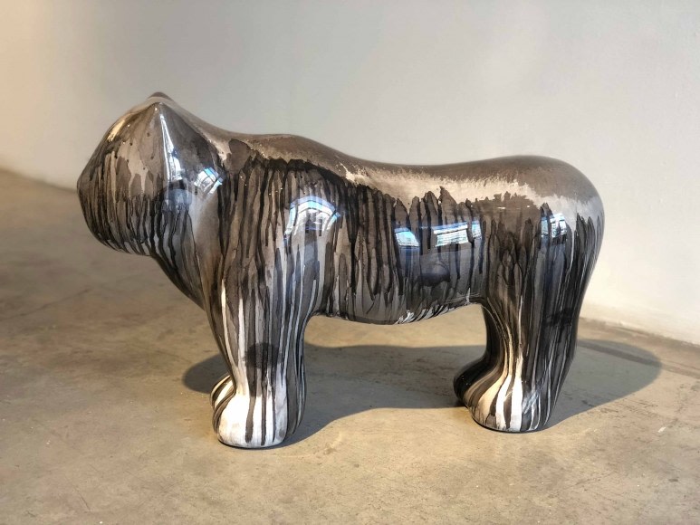 H.G. Arunkumar Tiger, 2018 Paper pulp, cement, wood glue, aluminum, floor paint and clear coat 16.50 x 7 x 25.50 in