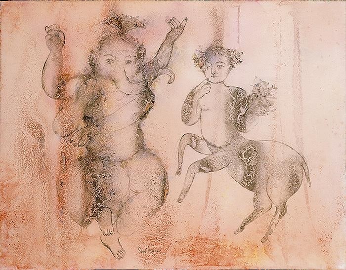 Sakti Burman DANCING GANAPATHY 2008 Watercolor on paper 20 x 25.5 in.