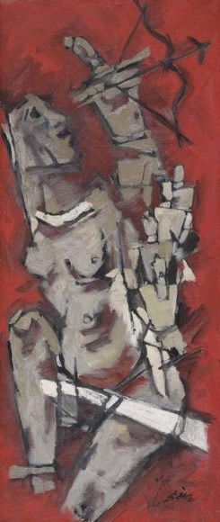 M. F. Husain DRAUPADI (MAHABHARATA) 1971 Oil on canvas 55 x 23 in.