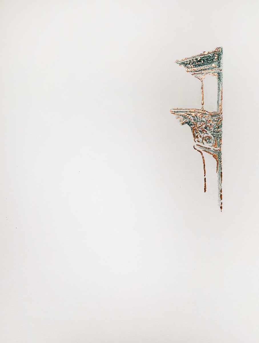 Najmun Nahar Keya Corinthian Dhaka (19) Charcoal, graphite, rabbit skin glue, copper, on Fabriano archival paper 11 x 14 2019