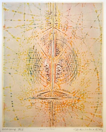 Krishna Reddy MEDITATION Color engraving 17.5 x 14 in.