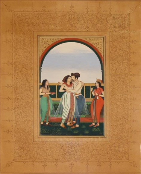 Rehana Mangi 4 FIGURES (GADRANG) Gouache on wasli 15 x 12 in.