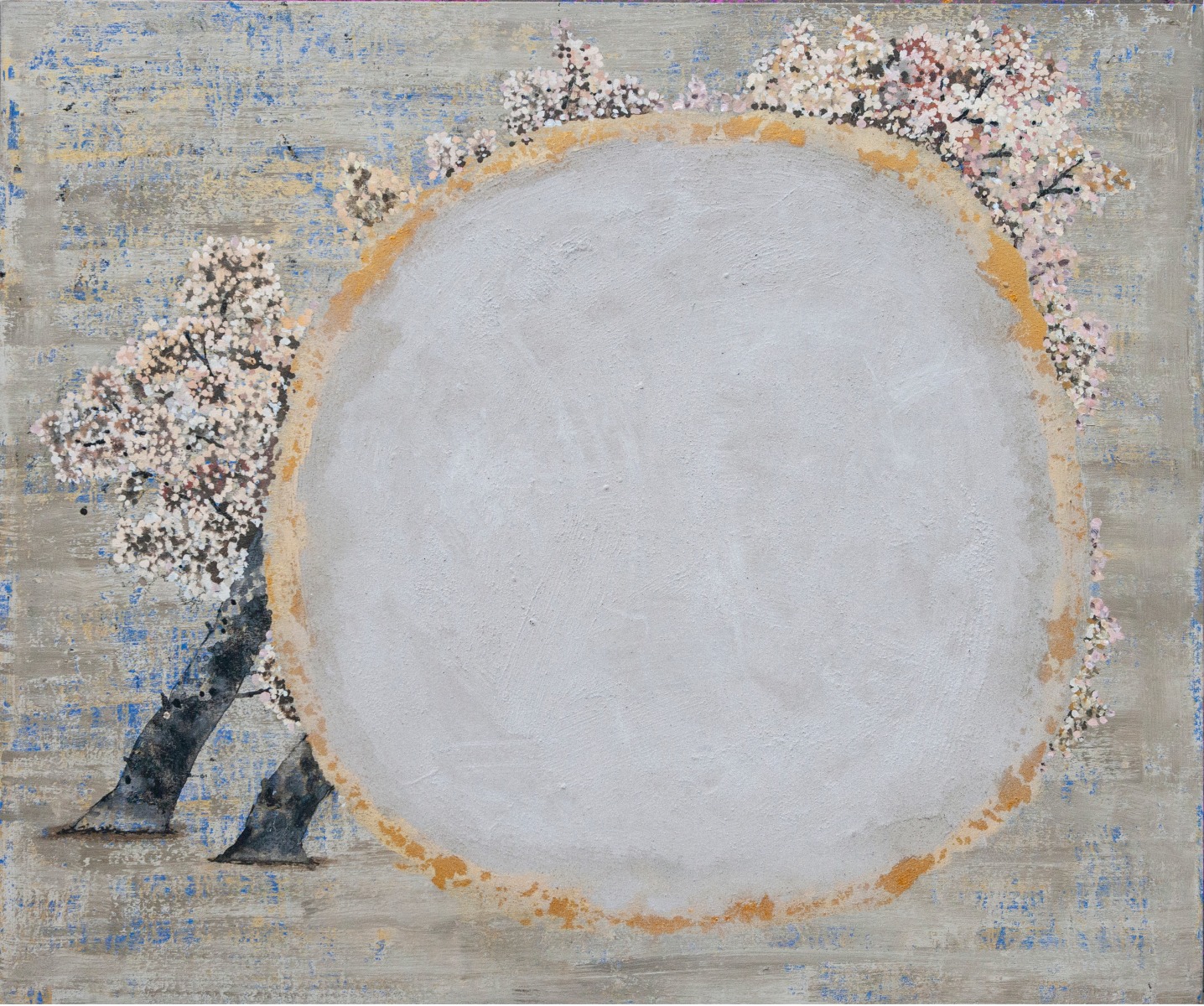 G. R. Iranna Frozen Cloud on Blossom, 2022 Acrylic on tarpaulin 54h x 66w in