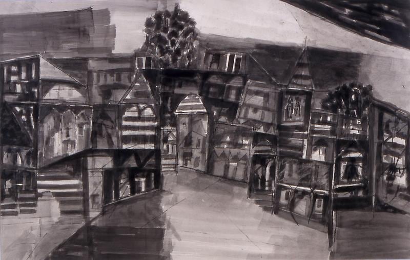 Ram Kumar TOWNSCAPE 1991 Grey wash on paper 22.25 x 35 in. NFS