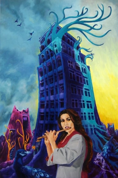 Sanjay Sundram TURQOISE TUNES 2010 Oil on canvas 36 x 24 in.