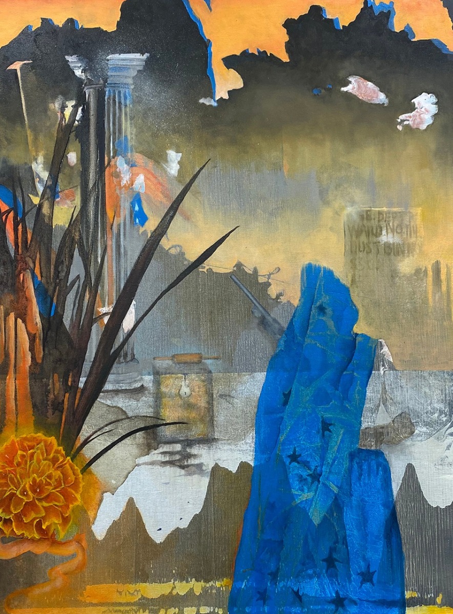 Nitin Mukul The Sky is Falling, 2021 Oil on canvas 40h x 30w in