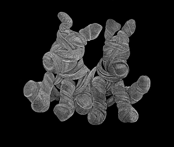 Adeel uz Zafar TWO HEADED PUP (DRAWING APPENDAGES SERIES) (Ed. of 25) 2013 Etching on Velin Arches 300gsm paper 20 x 15.5 in.