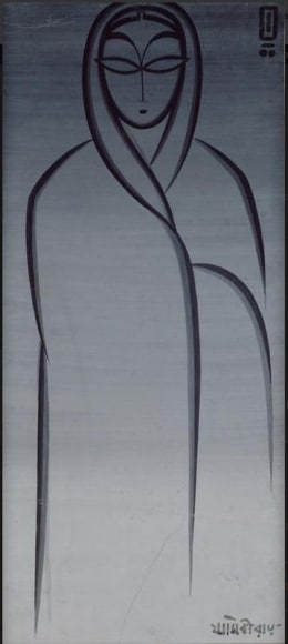 Jamini Roy Woman Tempera on paper 24 x 15 in.
