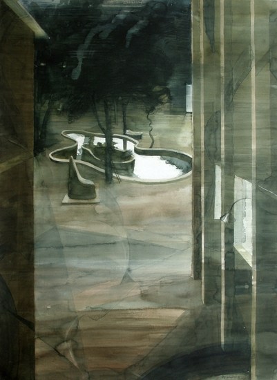 Indrapramit Roy THE POND (MIDNIGHT IN THE GARDEN OF GOOD AND EVIL) 2007 Watercolor on paper 55.5 x 40 in. SOLD