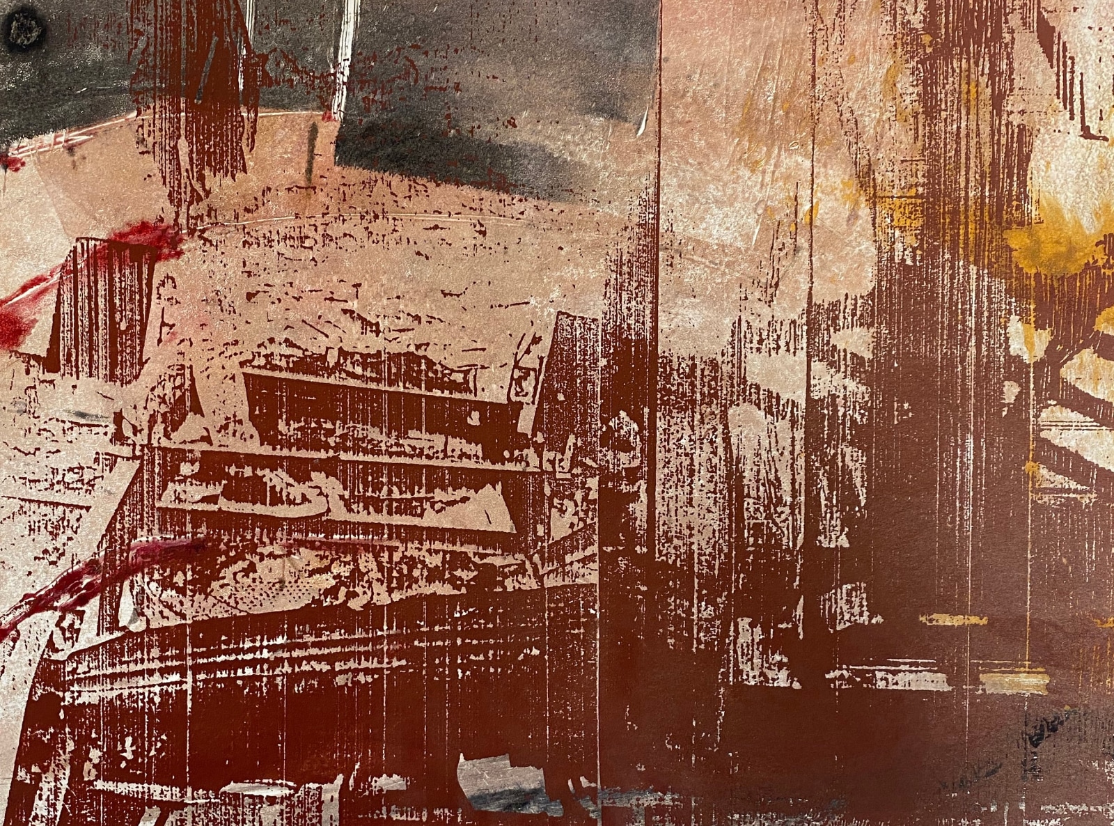 Nitin Mukul Stroll, 1991 Unique silkscreen with monoprint 11 x 15 in
