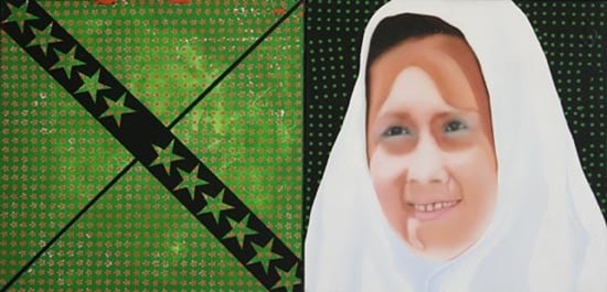 Riyas Komu UNTITLED (GREEN DIPTYCH) 2005 Oil and acrylic on canvas 24 x 24 in.