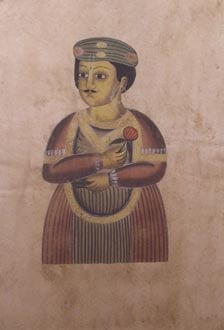 Kalighat Pat, Untitled #46, watercolor on paper, 20 x 14 in