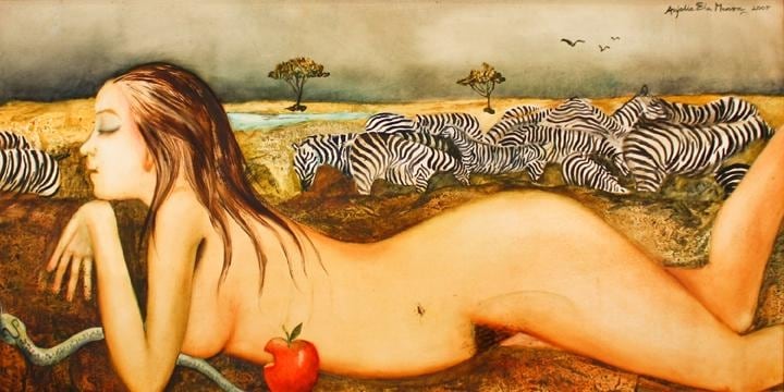 Anjolie Ela Menon EDEN 2005 Oil on masonite 24 x 48 in.
