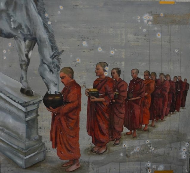 G. R. Iranna WAITING 2012 Acrylic on canvas 60 x 66 in.