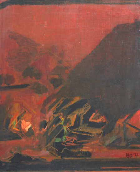 S.H. Raza Untitled Brown Abstraction 1977 Oil on canvas 16 x 13 in.