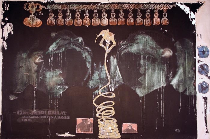 Jitish Kallat ANCESTRAL FRUIT ON A SIAMESE TWINE 1998 Acrylic on canvas 60 x 89 in.