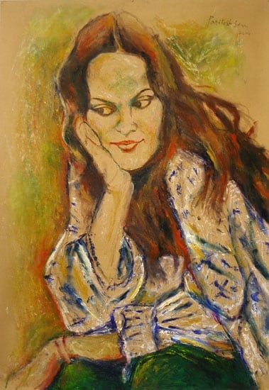 Paritosh Sen PORTRAIT OF A WOMEN 2004 Mixed media on paper 29.5 x 21 in. SOLD