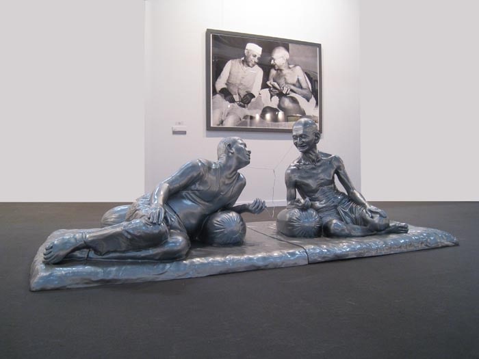 Debanjan Roy INDIA SHINING 7 (GANDHI SHARING IPOD) 2009 Fiberglass with acrylic paint Edition of 5 36 x 108 x 48 in.
