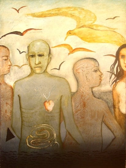 Anjolie Ela Menon VISARJAN 2004 Oil on masonite 48 x 36 in.