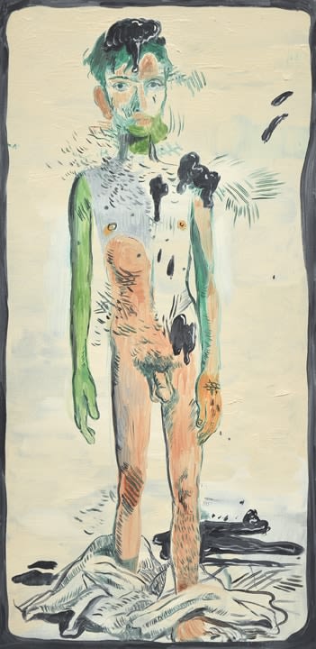 Salman Toor Humiliated Ancestor #1, 2016 Oil on panel 24 x 12 in