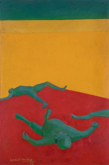 Ijaz ul Hassan KHOONI CHAWK (THE BLOODY SQUARE) 1972 Oil on board 35 x 24 in.