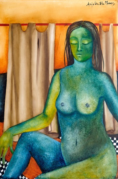 Anjolie Ela Menon NUDE 2009 Oil on Masonite Board 36 x 24 in.