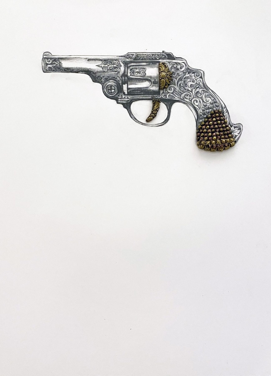 Promotesh Das Pulak Untitled (Beautiful way to die) (3) 2019 Drawing on paper, brass, copper 16 x 12 in.