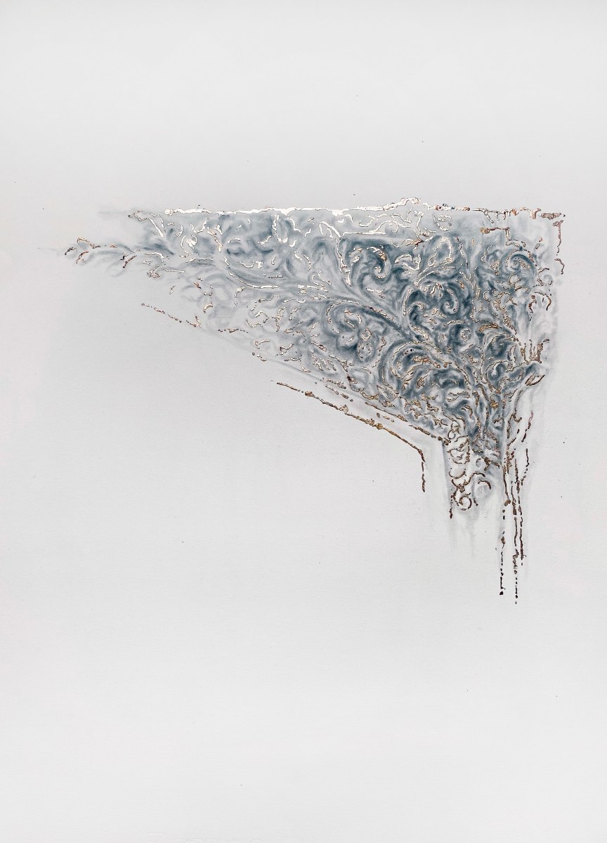 Najmun Nahar Keya Corinthian Dhaka (30) Charcoal, graphite, rabbit skin glue, silver, on Fabriano archival paper 28 x 20 in. 2019