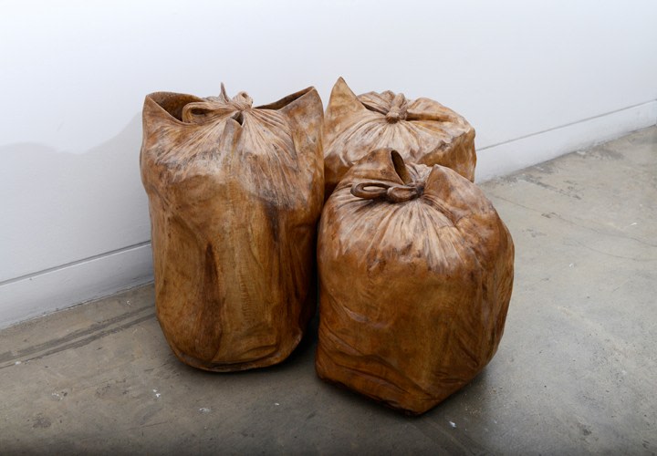 Debanjan Roy UNTITLED (GARBAGE BAGS) 2013 Wood Height: 16 in. (Each)