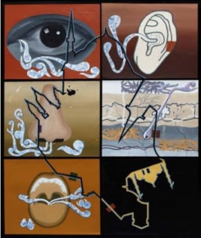 Reena Saini Kallat SALT LINES I 2007 Acrylic and carbon on board 66 x 54 in.