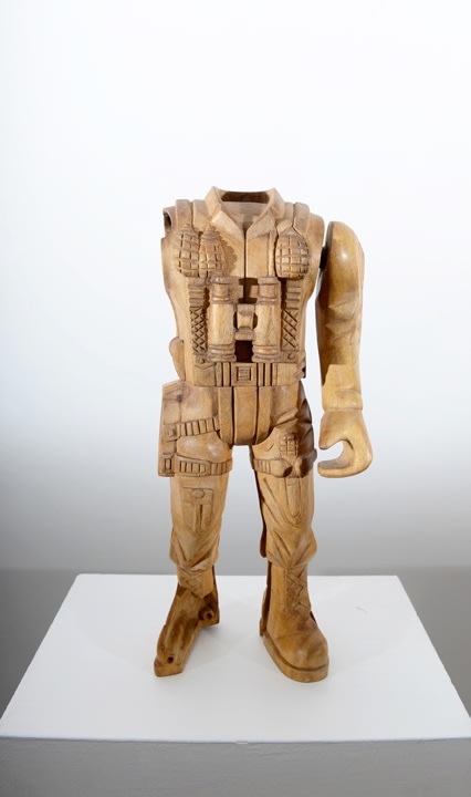 Debanjan Roy, Untitled (Toy Soldier), 2013, carved wood, 21 x 8.50 x 6 in