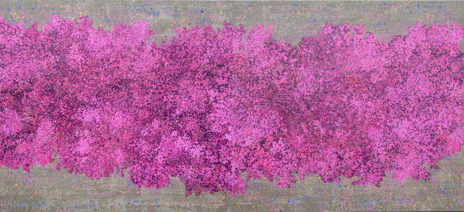 G. R. Iranna Pink Blossom, 2022 Acrylic on canvas 60h x 132w in